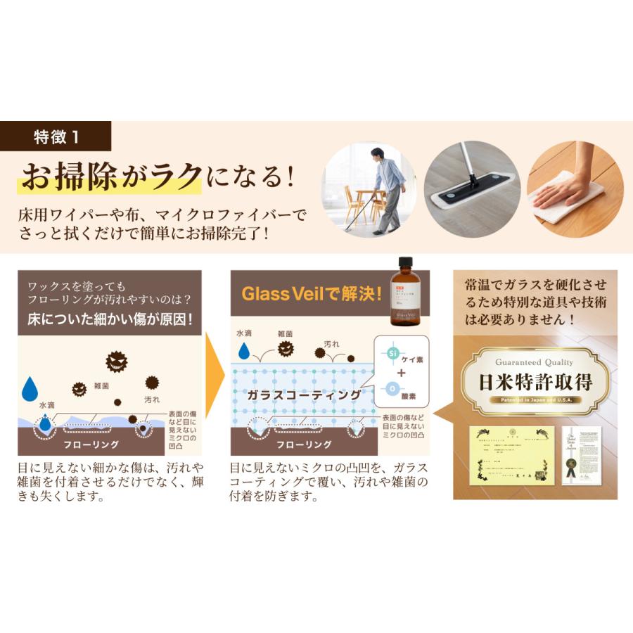 床フローリング ガラスコーティング グラスヴェール 100ml(約24畳用