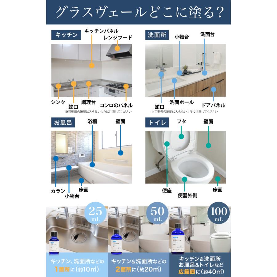 水まわり ガラスコーティング グラスヴェール 100ml 水回り 撥水