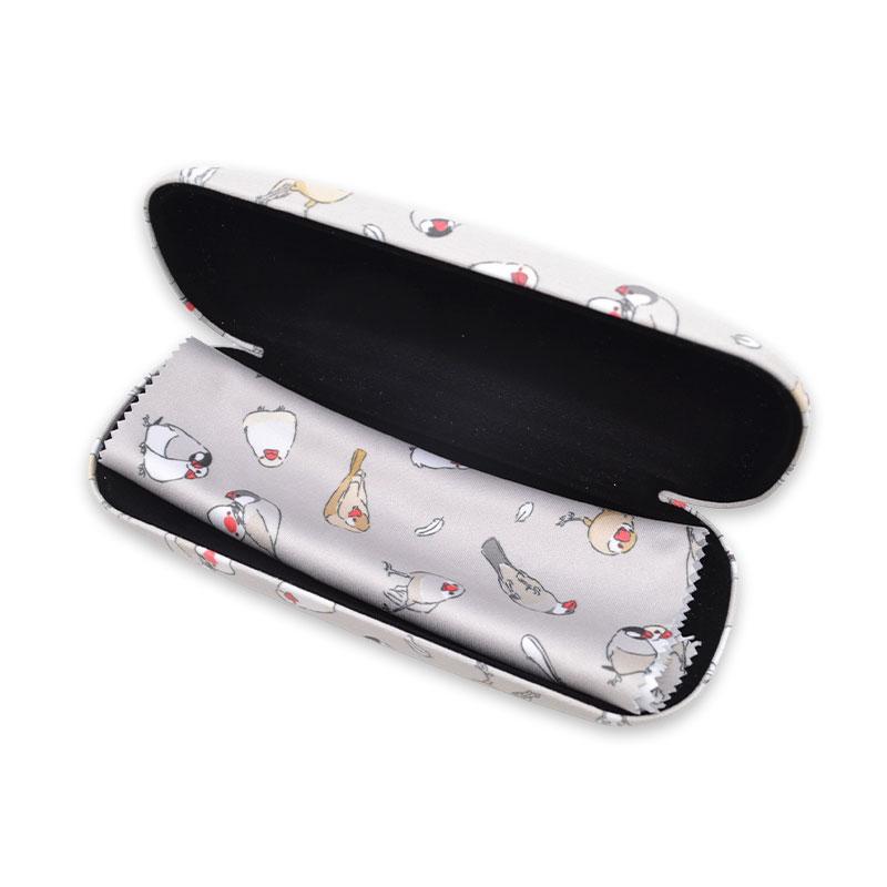 ことりすまいる】メガネケース クロス付き ☆ポーズ文鳥