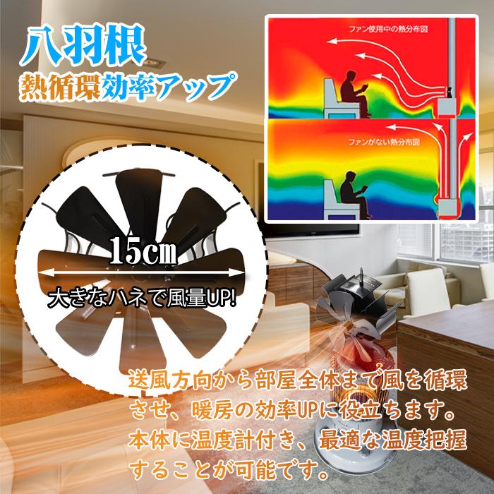 ストーブファン パワーアップ 5枚羽根 KTJ 専用温度計付 エコストーブ