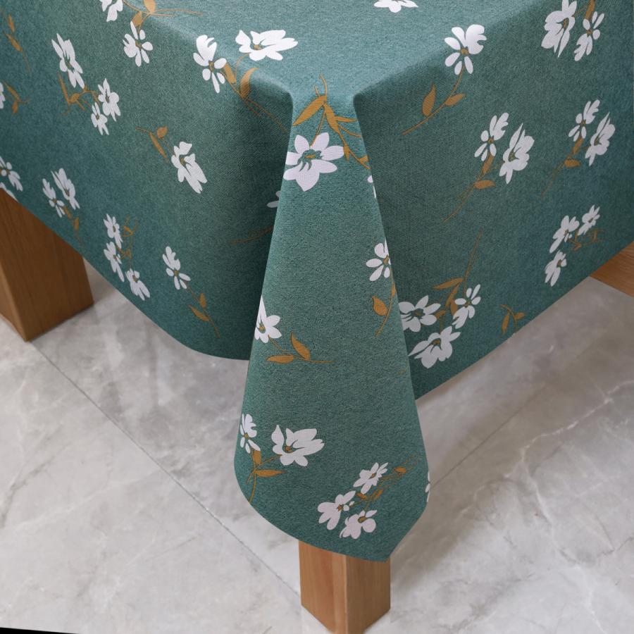 テブルクロス 濃い緑花 140*140汚れ防止 ビニール 撥水 撥油 おしゃれ