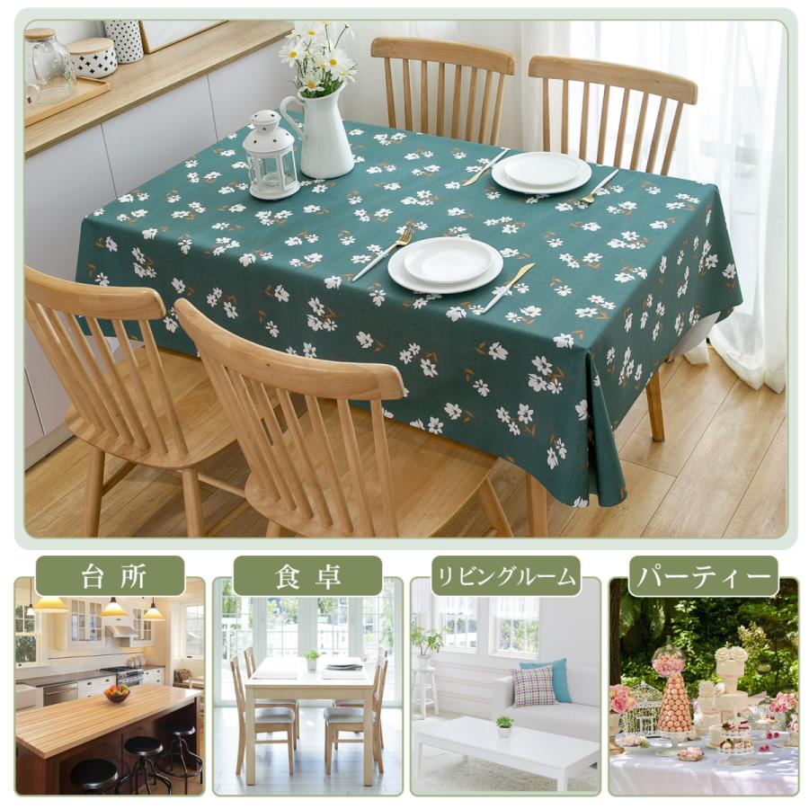 テブルクロス 濃い緑花 140*140汚れ防止 ビニール 撥水 撥油 おしゃれ
