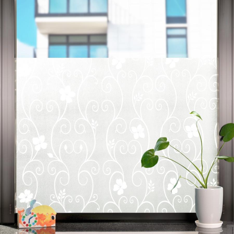 窓用ガラスフィルム めかくしシート フィルム 目隠し リメイク Uvカット ガラスフィルム 浴室 食器棚 ベランダ 風呂 窓ガラス シート 90cmx250cm 白花柄 Svk P014w Koto Shopping 通販 Yahoo ショッピング