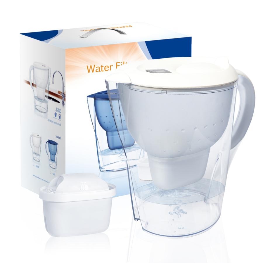 SOLEMOOD ポット型浄水器 掃除用カートリッジ付 浄水ポット 3.5L 大容量 ポット型浄水器 カートリッジ1個付き