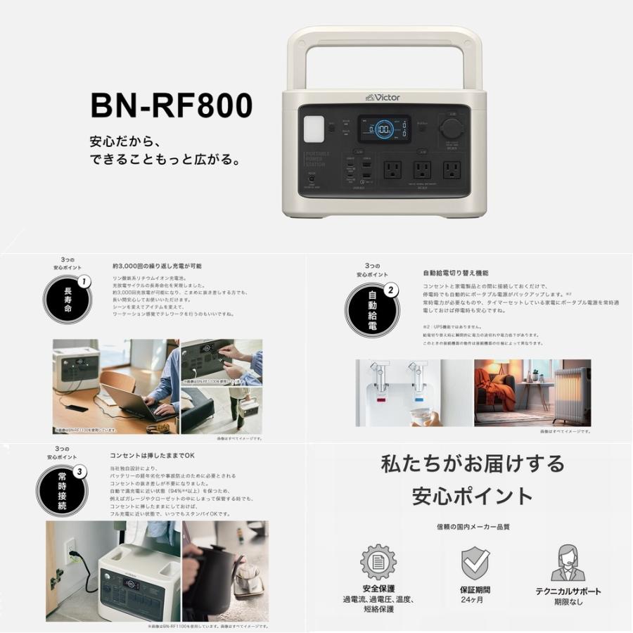 【防災製品推奨品】Victor ポータブル電源 BN-RF800 806Wh | 長寿命 常時接続 蓄電池 節電 蓄電 非常用電源 災害用電源 アウトドア ソーラーパネル 対応   JVC｜kotosquare｜02