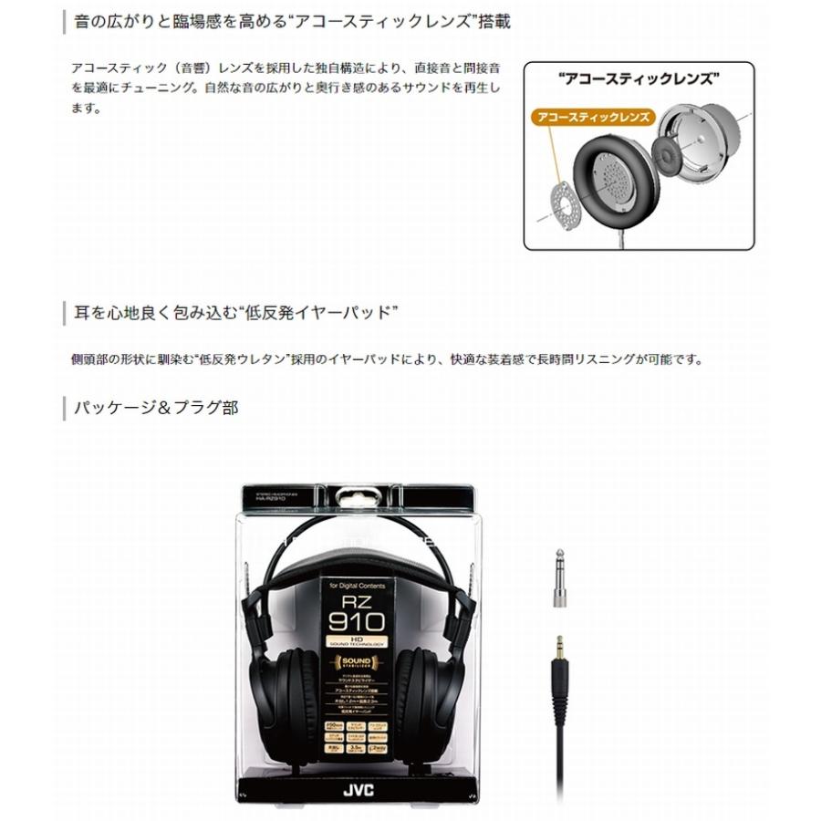 JVC 密閉式ヘッドホン HA-RZ910 室内使用 延長コード付き : JVC