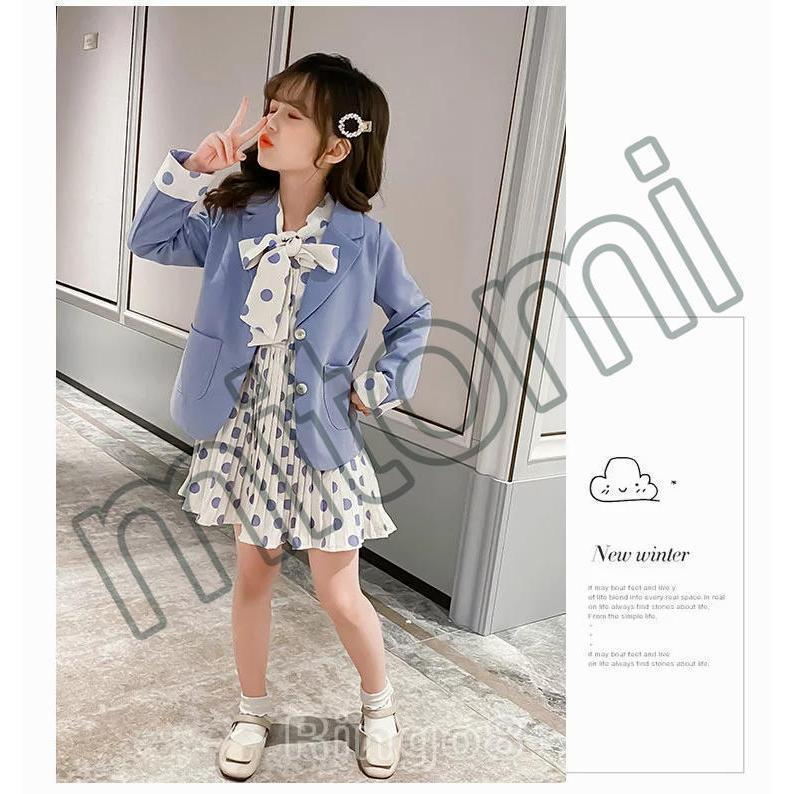 入学式スーツ 女の子 スーツ 女の子 キッズ 水玉ワンピース＆ジャケットスーツセット 子供服　女の子　スーツ　セットアップ おしゃれ 子供服 結婚式｜kotton-st｜03