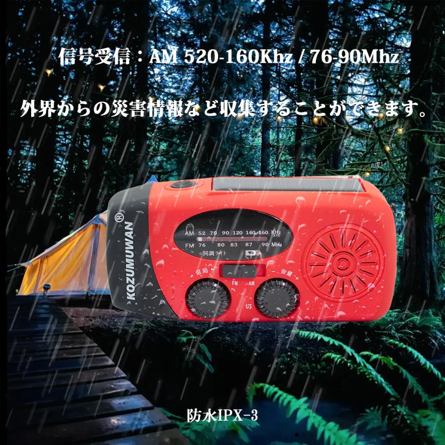 多機能防災ラジオ 防災 ラジオ 災害  停電 ニュース 天気予報 地震 津波 警報 アンテナ ソーラーパネル 手回し発電機 防災用品 備蓄品 緊急対策 非常用 災害対策｜kotubame｜09