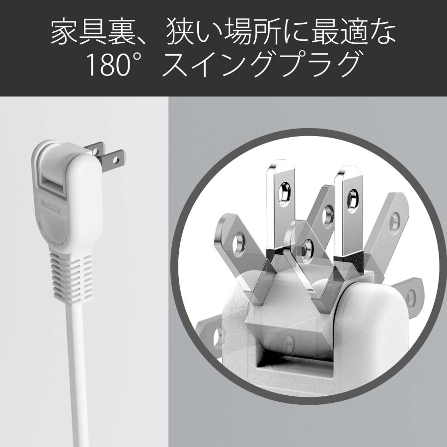 15A 延長コード 1個口 0.5m 電源タップ ホワイト  1500W 二重被覆  電源延長コード 延長ケーブル 電源コード ソフト トラッキング  スイングプラグ 断線に強い |  | 11