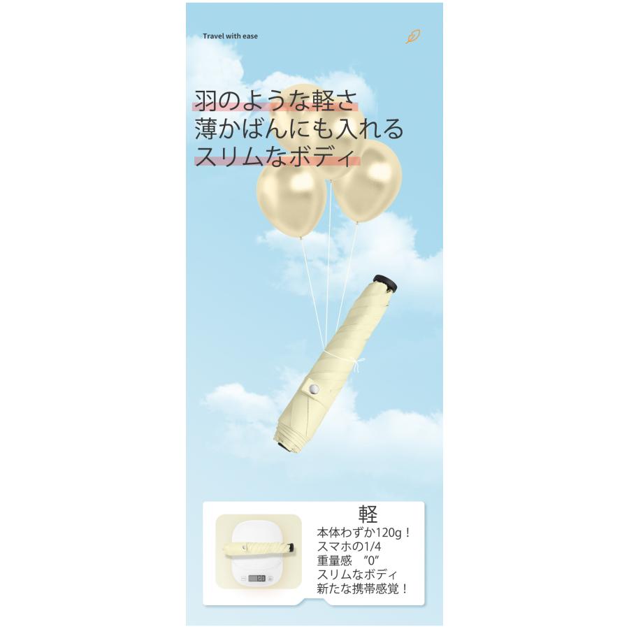 傘 日傘 折りたたみ傘 遮光率100% 持ち込みやすい 120g UVカット 晴雨 