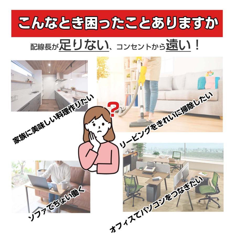 1個口 1m 15A 電源コード ホワイト 1500W 二重被覆 延長ケーブル ソフト トラッキング  スイングプラグ 断線に強い 電源延長コード 延長コード 電源タップ |  | 01