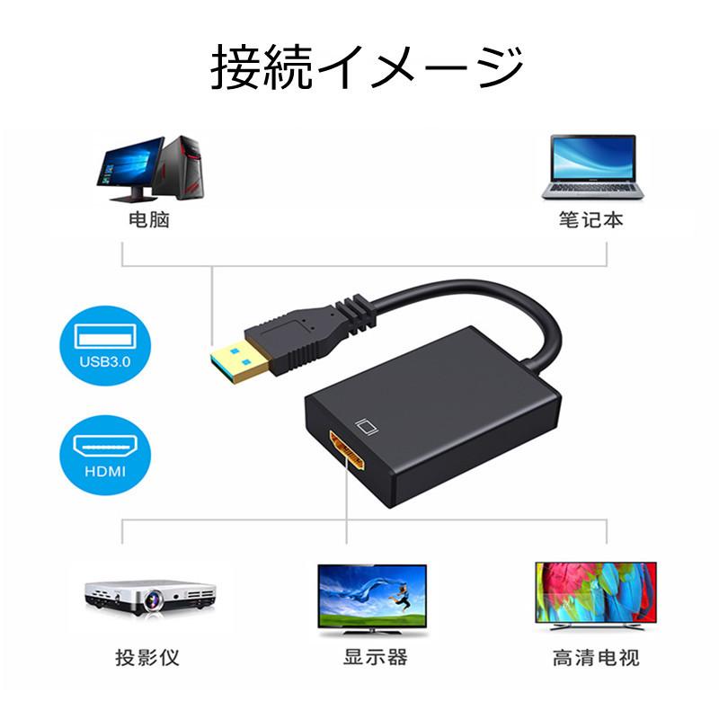 USB HDMI 変換ケーブル HDMI変換アダプター 変換コネクタ ドライバー内蔵 USB 3.0 to HDMI 変換 ケーブル 5Gbps高速伝送｜kotyouya｜04