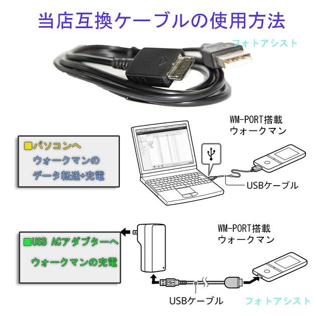 互換品】 WALKMAN WMC-NW20MU互換ケーブルとAC-NWUM60互換充電器セット