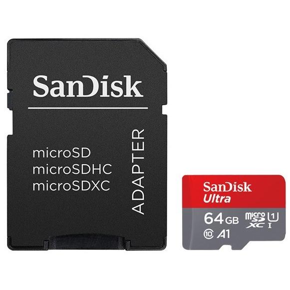 SanDisk サンディスク microSDXCカード Ultra 64GB 100MB/s　667倍速 A1規格 海外パッケージ版 変換アダプタ付き Class10 UHS-I対応　送料無料｜kou511125