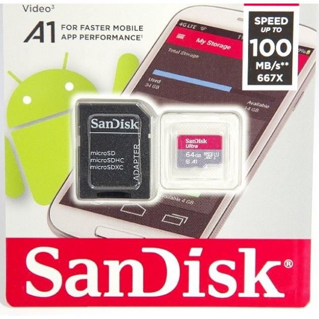 SanDisk サンディスク microSDXCカード Ultra 64GB 100MB/s　667倍速 A1規格 海外パッケージ版 変換アダプタ付き Class10 UHS-I対応　送料無料｜kou511125｜05