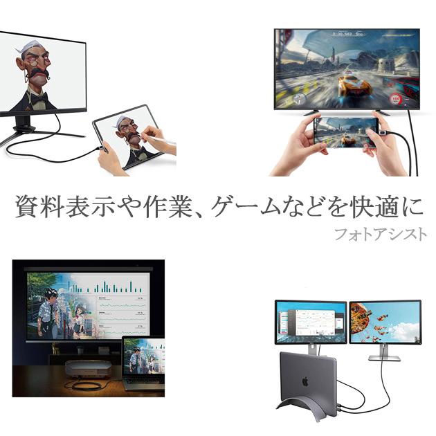 USB Type-C用HDMI変換ケーブル 1.8m 4K 60Hz Thunderbolt3対応 USB Type CからHDMI 送料無料【メール便の場合】|kou511125|06