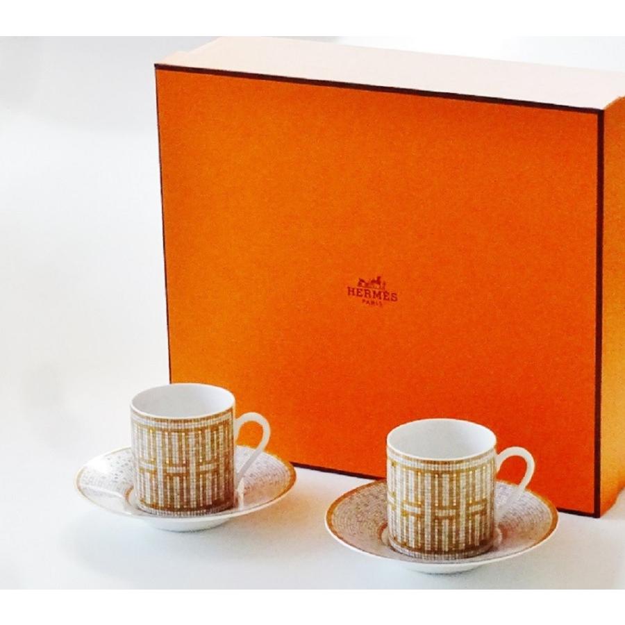 名作 エルメス モザイクＡｕ２４ コーヒーカップ ソーサーペア yes