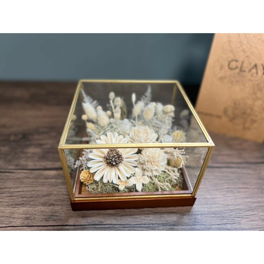 ガラスケース入り ドライフラワーアレンジ アンティークホワイト D2花工房 lulufleur 通販 Yahoo!ショッピング