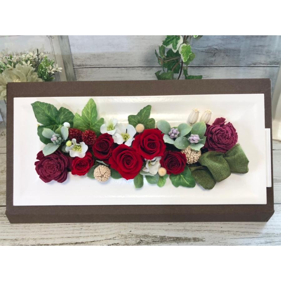 プリザーブドフラワー フレームアレンジ 壁掛け 玄関飾り クリアケース入り バラ ローズ フラワーギフト お祝い 誕生日 横長 30ｃｍ Pf2 花工房 Fleur 通販 Yahoo ショッピング