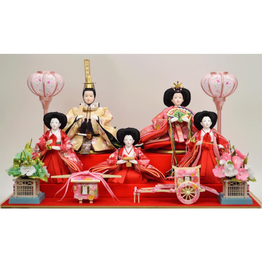 ひな人形】五人ケース飾り 『北寿』183-533KT 金彩桜 ※アクリルケース