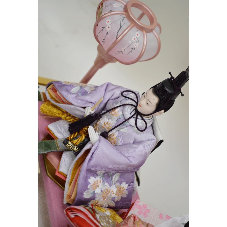 ひな人形】親王ケース飾り 『北寿』結晶クリーム紫桜 ※天然木 白木の