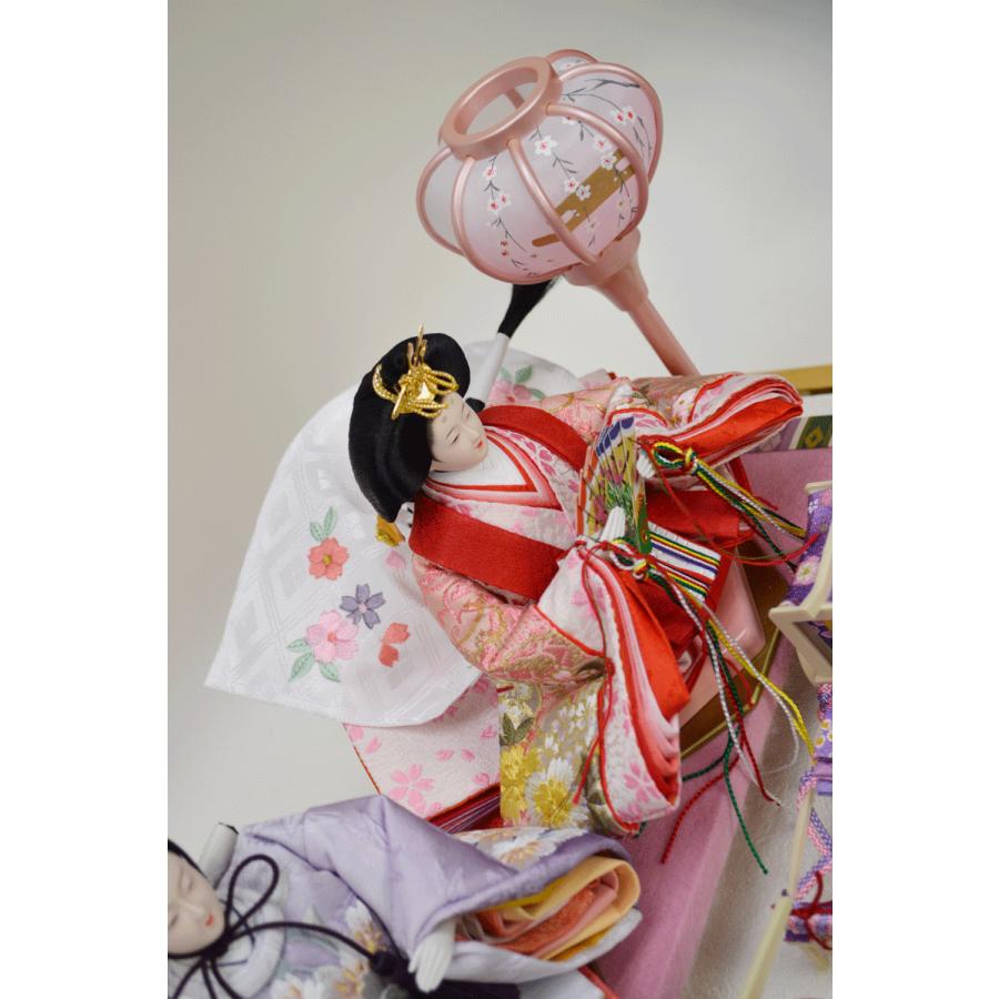 ひな人形】親王ケース飾り 『北寿』結晶クリーム紫桜 ※天然木 白木の