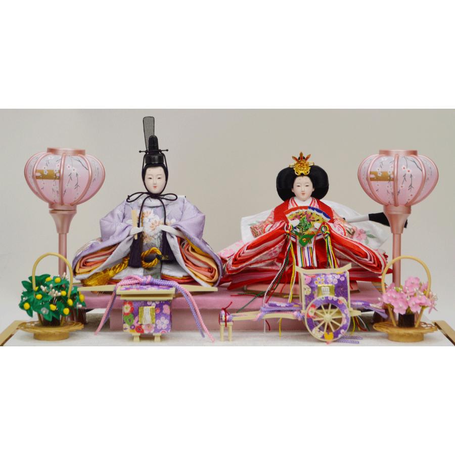ひな人形】親王ケース飾り 『北寿』結晶クリーム紫桜 ※天然木 白木の