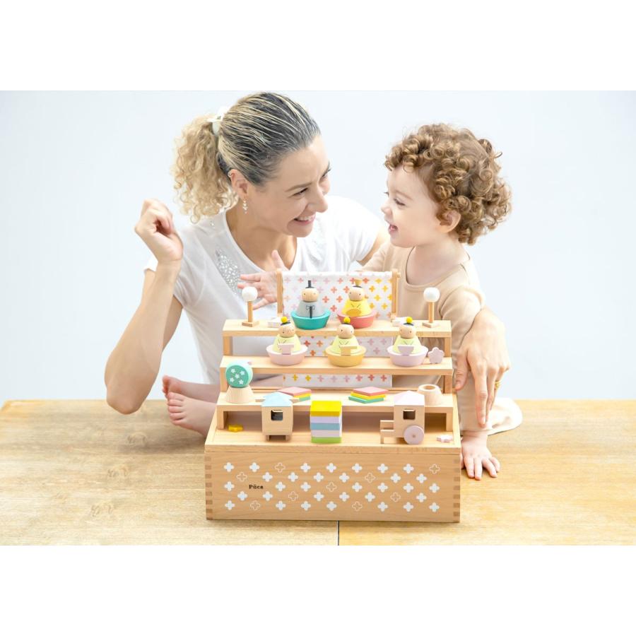 【ひな人形】五人収納飾り　プーカのひな人形　Puca　Hinahingyo　-HAKO-　木製のおひな様　収納箱タイプ　※サービス品付き