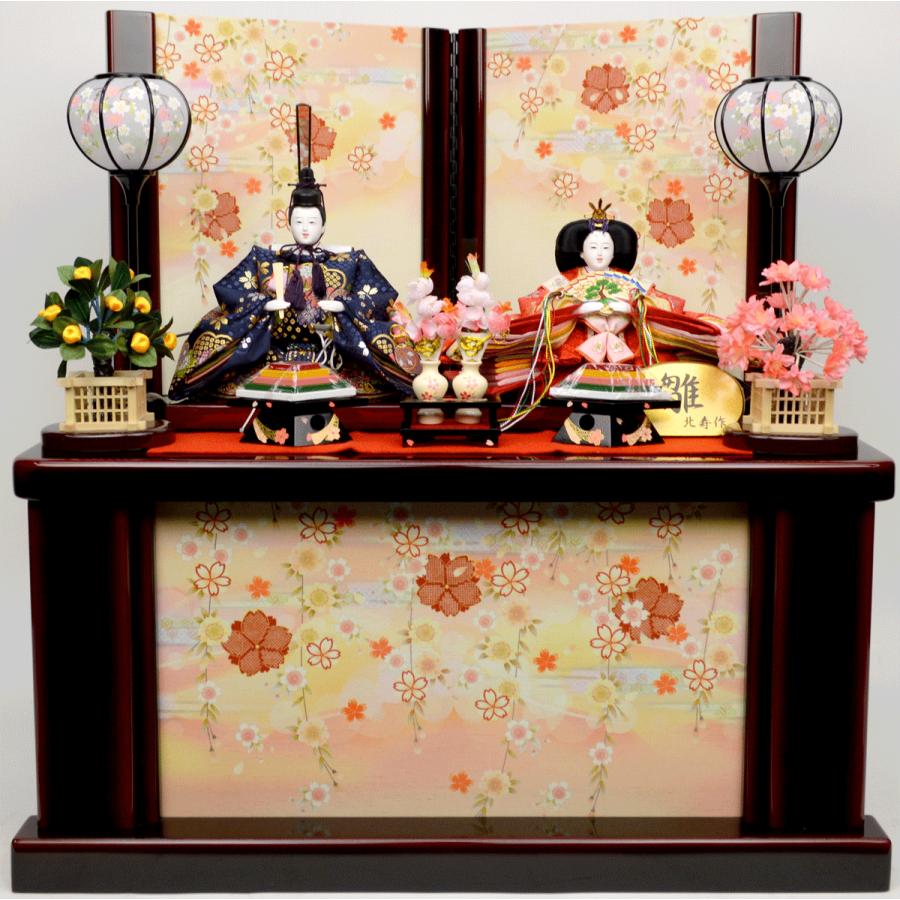 【ひな人形】親王収納飾り　【北寿】溜塗　垂れ桜　※高級感のある収納飾り！　※サービス品付き