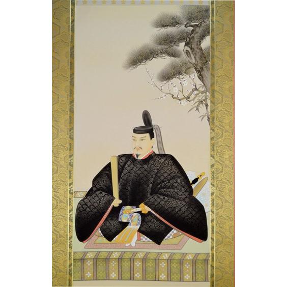 天神様掛け軸　尺八座像　菅原道真 天神様】尺八立『菅原道真公』 川島 麦庵（かわしま ばくあん）画伯