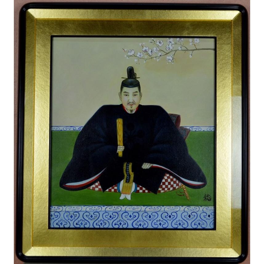 【天神様】Ｆ10号額装『菅原道真公』　黒川 稔　画伯　（くろかわ みのる）　※油絵額入り