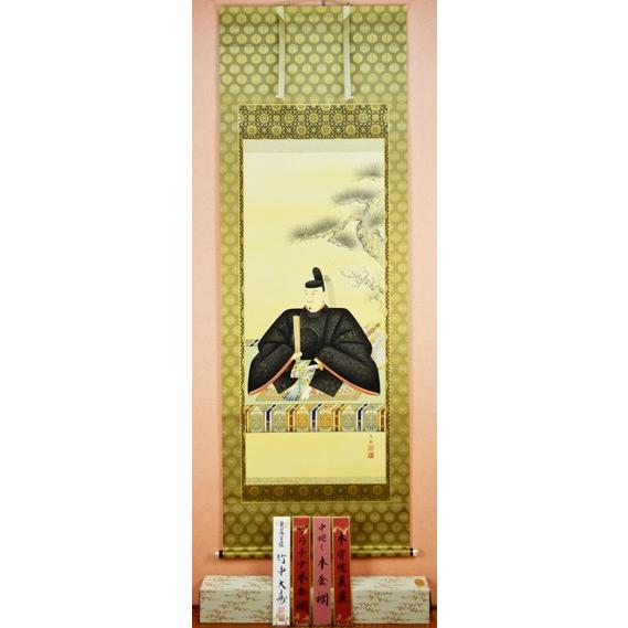 【天神様】尺八立『菅原道真公』　竹中 大寿　画伯　（たけなか 【雛祭】 だいじゅ）　※プラチナ本金襴・本丸表装仕上げ　※風鎮・矢筈付き