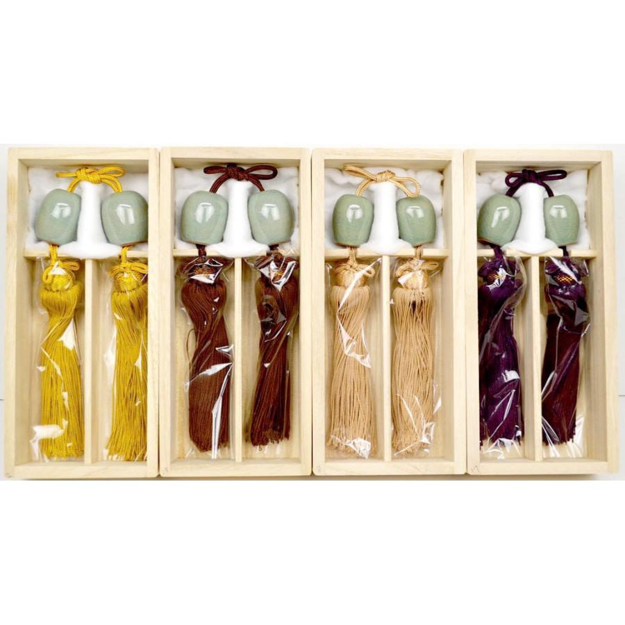 風鎮】青磁風鎮 桐箱入り ※玉子型・人絹房 ※落款入り高級桐箱 ※房の