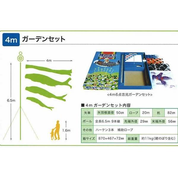 こいのぼり 庭園用 徳永 【2019年新作】 鯉幟 家紋・名前入可能 4m6点セット 「京錦 庭園用ガーデンセット」_1