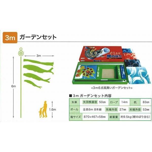 こいのぼり 庭園用 徳永 【2019年新作】 鯉幟 セット各種 3m6点セット 「友禅鯉 庭園用ガーデンセット」の画像