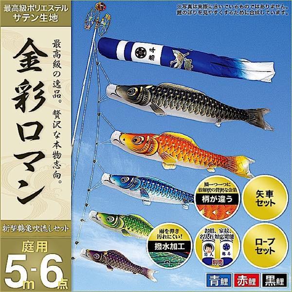 鯉のぼり 運動場用 村上 鯉幟 家紋入れ・名まえ入れ・お顔第八芸術入れ能力のある 「金彩物語り5m6点仕かける」