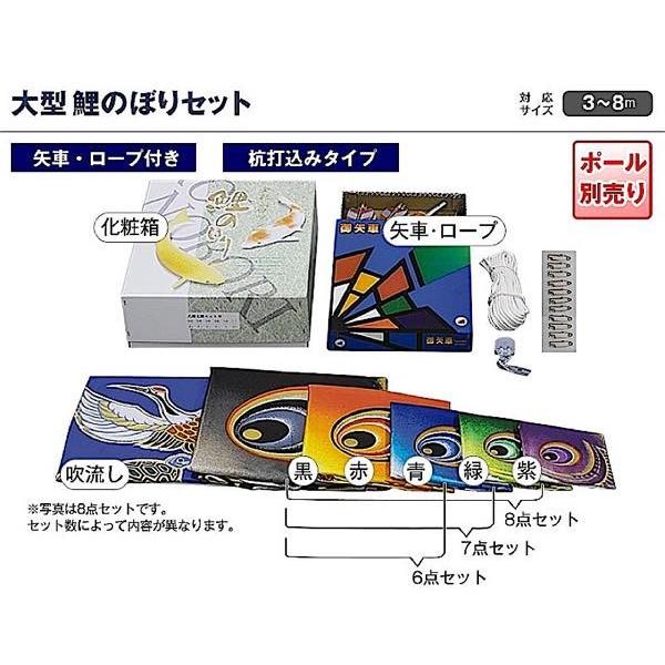 鯉のぼり 庭園用 村上 鯉幟 家紋入れ・名前入れ・お顔写真入れ可能 「金彩ロマン5m7点セット」