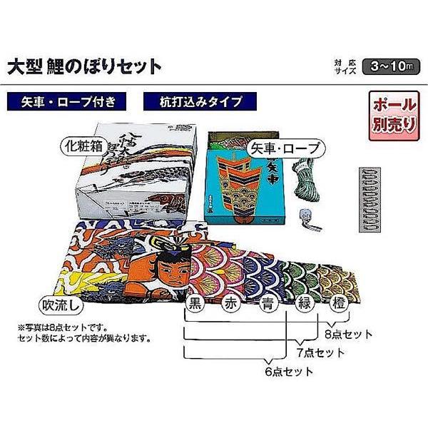 鯉のぼり 庭園用 村上 鯉幟 「ナイロン 7m6点セット 」の画像