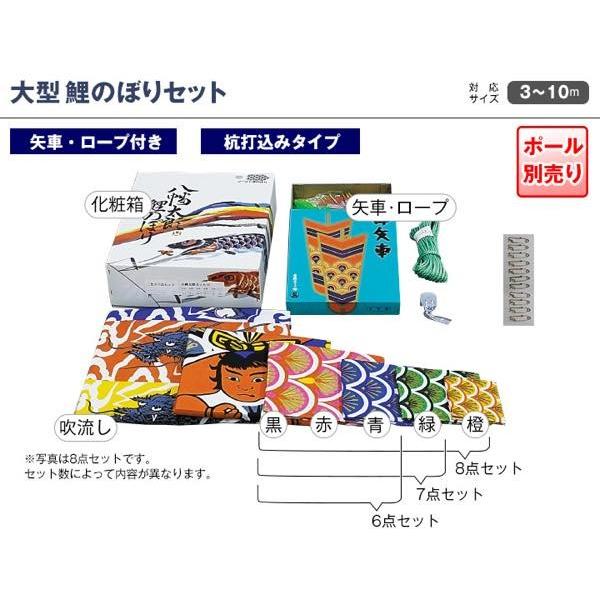鯉のぼり 庭園用 村上 鯉幟 「ナイロンゴールド 7m8点セット」 金太郎
