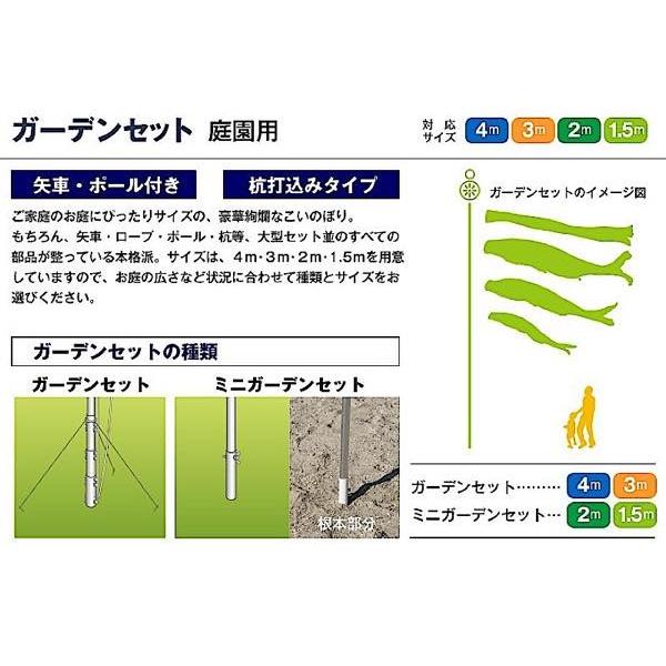鯉のぼり 庭園用 村上 鯉幟 ガーデンセット 「黄金輝3m6点セット