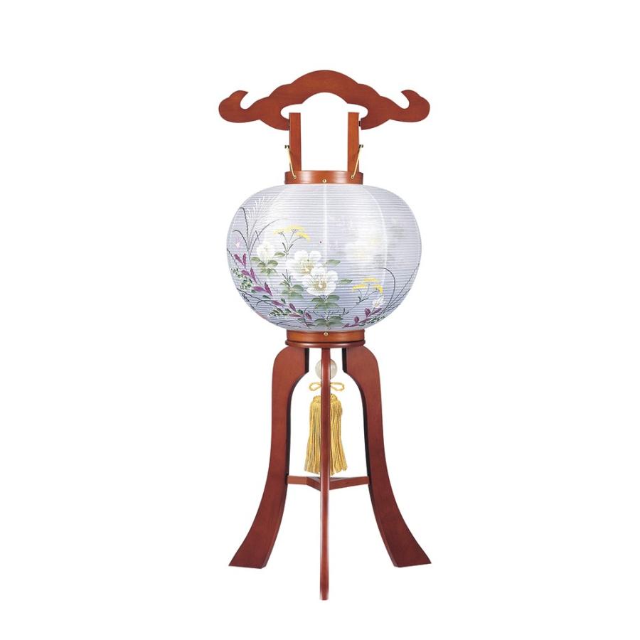 盆提灯 置き提灯 対柄行灯 光琳ケヤキ 9号 対柄 25W 絹二重絵