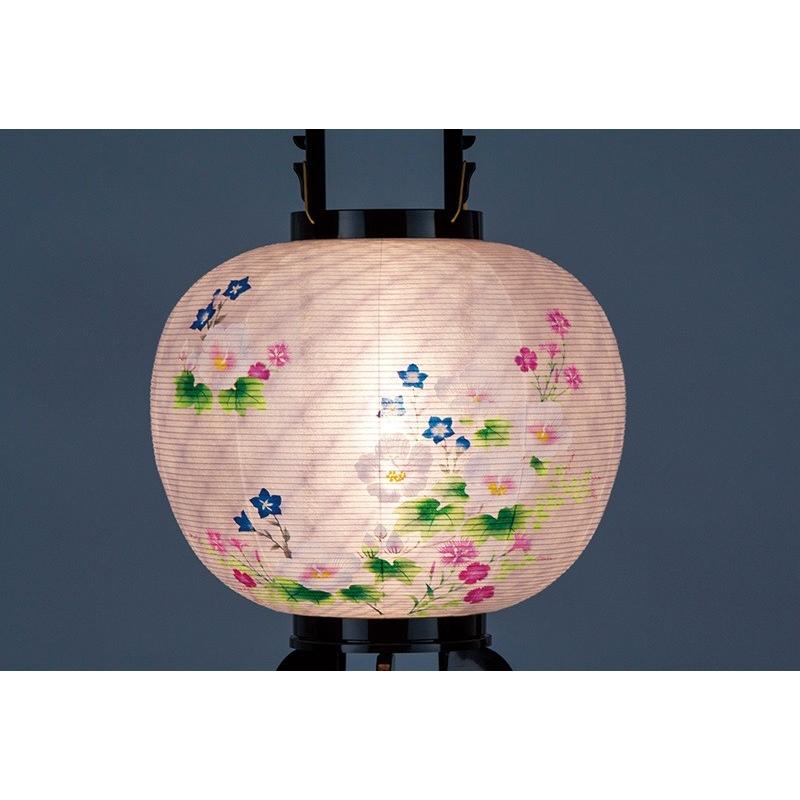 盆提灯 置き提灯 回転行灯 回転 ゆかり 40W 紙張 芙蓉に桔梗撫子 