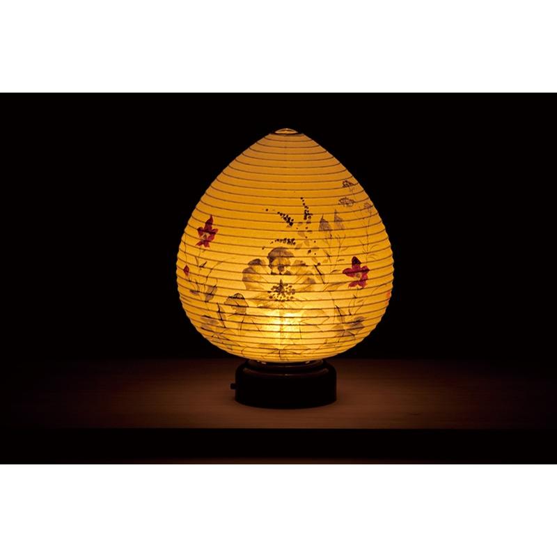 盆提灯 置き提灯 ミニサイズ 極み結花 芙蓉 LED 手漉き美濃和紙張 手書き絵 芙蓉 天然木 モダン 盆提灯 コンパクト 盆提灯 ミニの画像