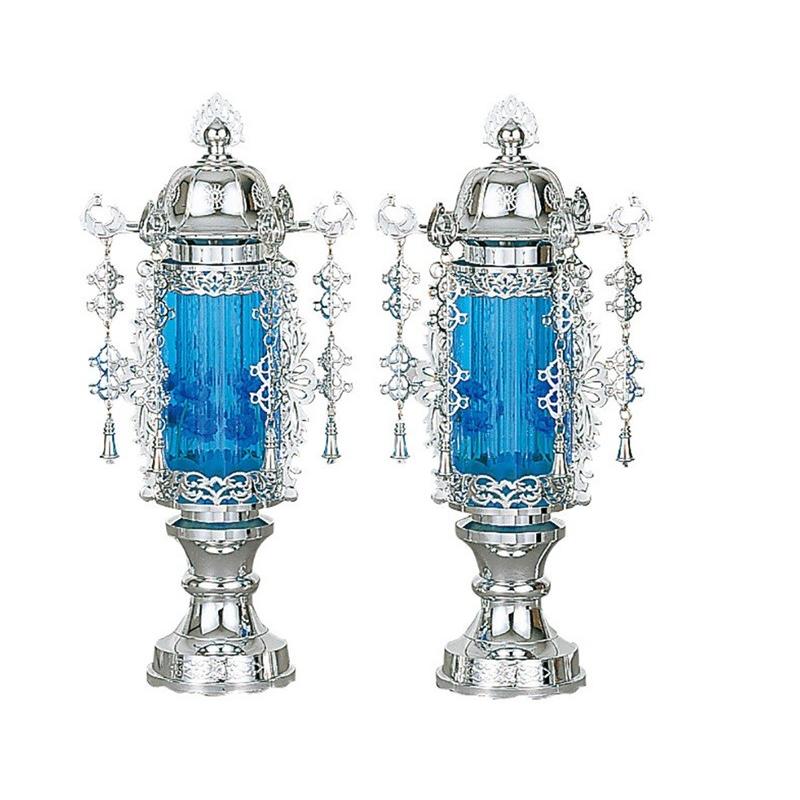 盆提灯 霊前灯 7号 バブル灯 プラチナ 対入 10W プラスチック