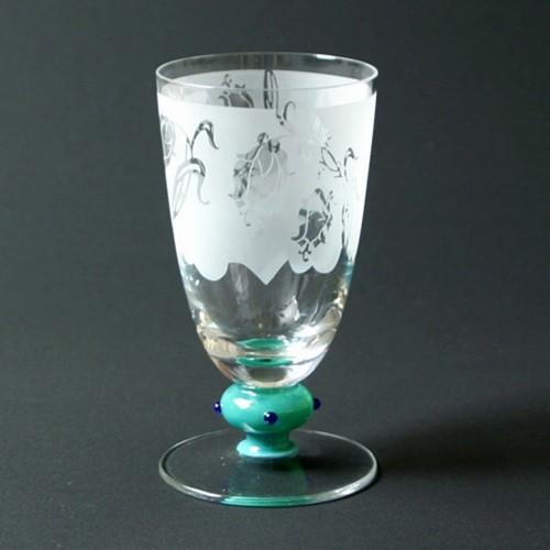 鈴木淳子 創作彫刻ガラス工芸 フリーグラスペア グリーン／オレンジ