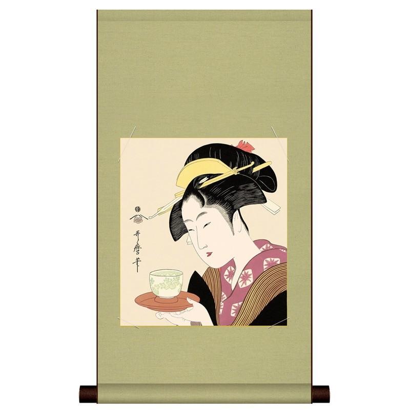 浮世絵 色紙掛 平安純綿 色紙セット 難波屋おきた 喜多川歌麿 表装：綿