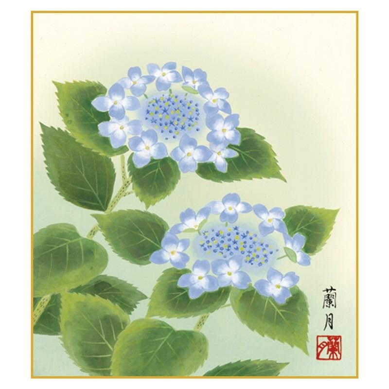 花鳥山水画 手彩特色工芸色紙 紫陽花 梅雨空に艶やかな彩を