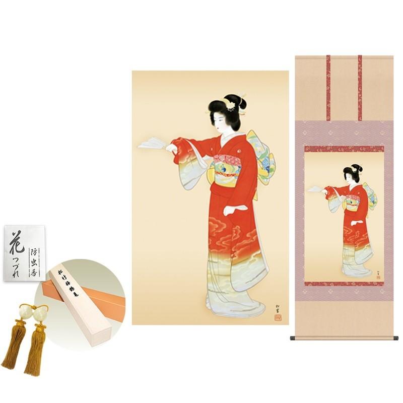 床の間 モダン 尺五幅 序の舞 上村松園 洛彩緞子本表装 約54.5×153cm 新絹本 10年保証 収納箱 防虫香 風鎮 付き 日本の巨匠 複製画 母の日 父の日 【軽い】