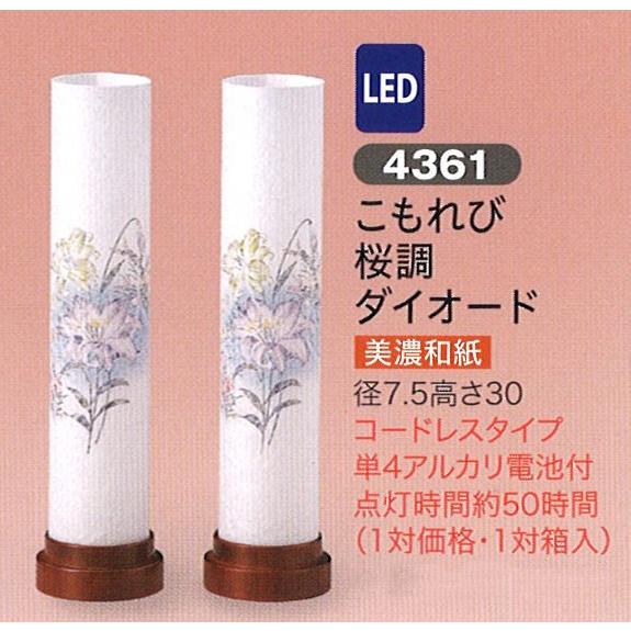 盆提灯 コードレス 創作提灯 こもれび桜調ダイオード LED 一対 仏壇