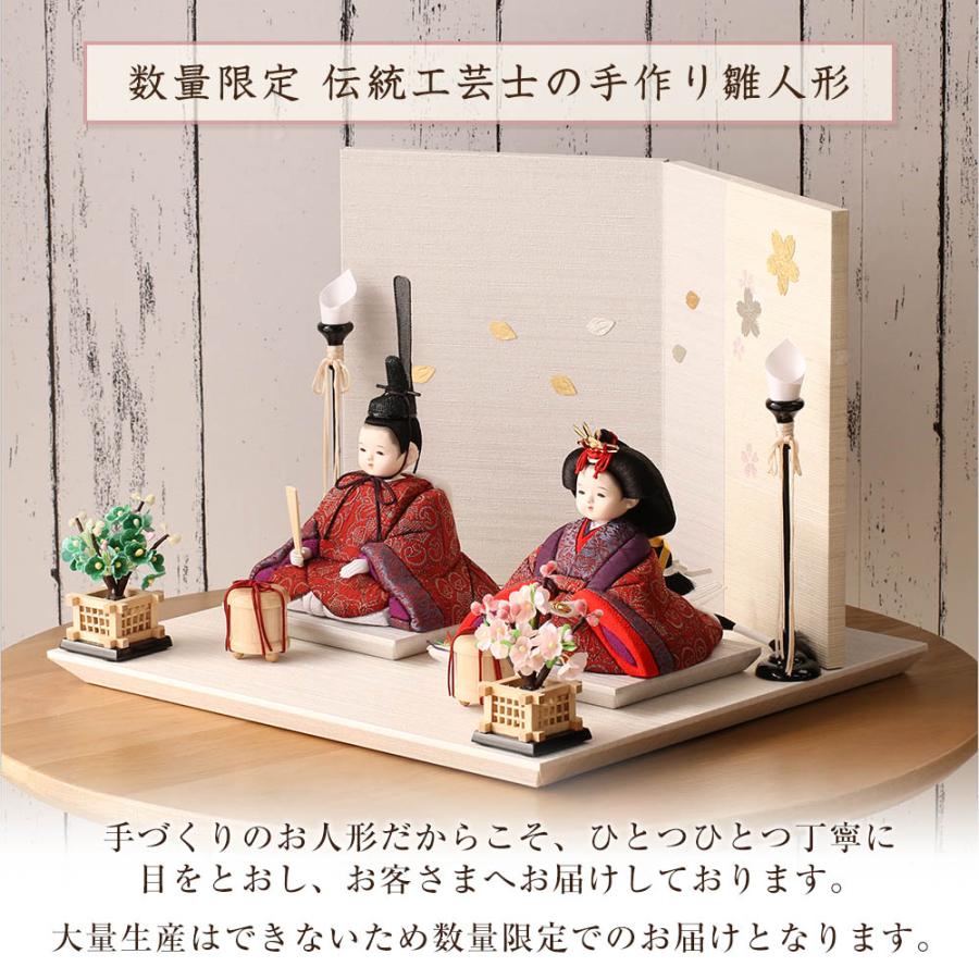 雛人形 コンパクト ココ 木目込み雛人形 親王飾り 二曲薄水色 金銀